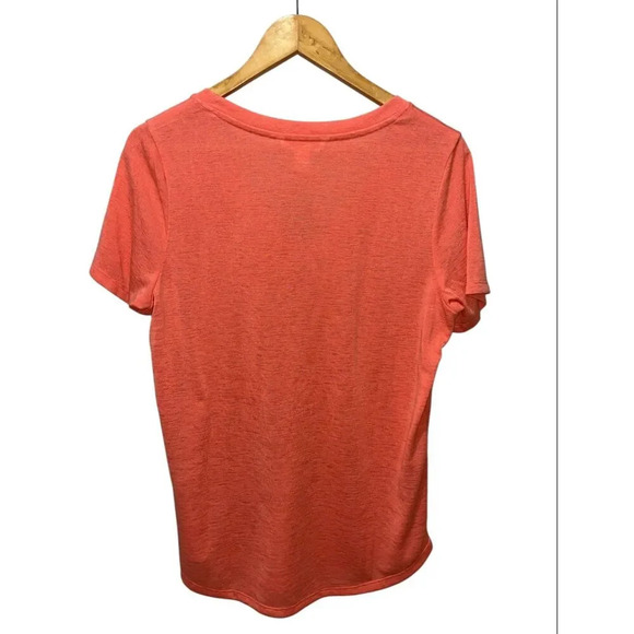 Athleta Women's Breezy Scoop V-Neck Tee Coral Size Medium Relaxed Fit Top - Picture 9 of 9